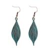 Retro Palace Style Ancient Blue Leaf Earrings New Leaf-shaped Design Ear Jewelry