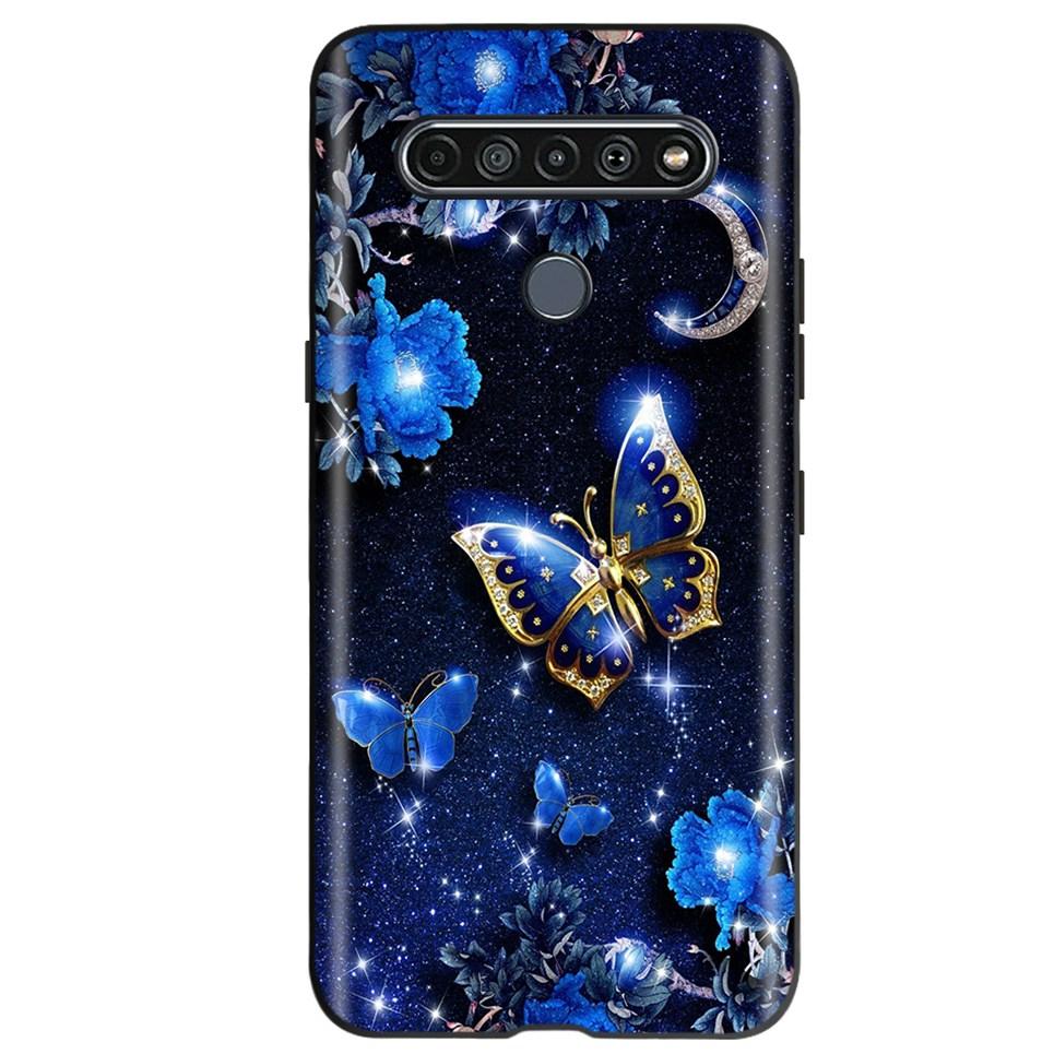 Black TPU Cover For LG K61 2020 CaseCute Cat Pattern Coque For LG K61K 61 LGK61 Luxury Matte Shockproof Protection Etui Bumper