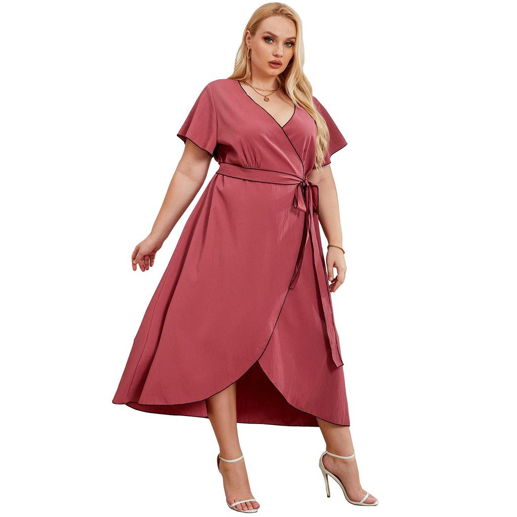 Women’s Plus Size Dresses A Line V Neck  Cardigan Lace Up Oversized Casual Midi Dress Summer Holiday Work Party Night Going Out Wear