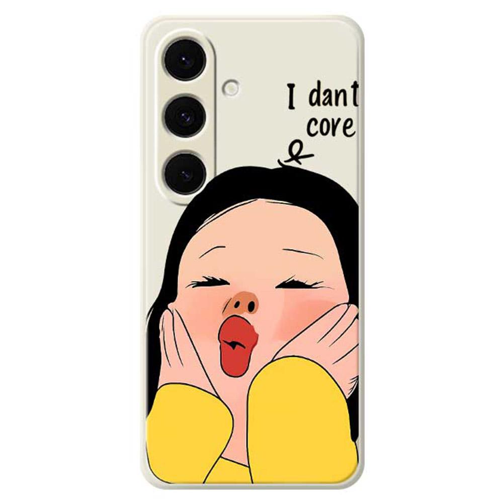 For Samsung Galaxy S25+ Case Girl Holding Face Pattern Printing Straight Edge TPU Phone Back Cover