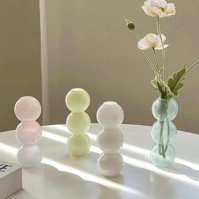 Bubble Glass Flower Vase Flower Bottle Vase Decoration Home Vases for Flower Aesthetic Room Decor Decorative Colored Vases