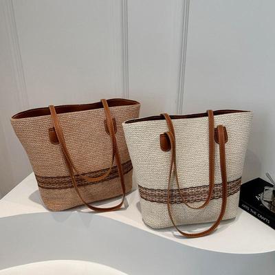 Damska torba na ramię o dużej pojemności Letni pleciony koszyk ze słomy Torebka Modna damska luksusowa projektanta Torba plażowa Torba typu shopper Tote AVE