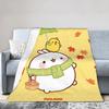 Molang Funny Cartoon Blanket  Soft Warm Funny Plush Throw Blanket For Girls Boys Bedroom Flannel Bedspread Bed Cover