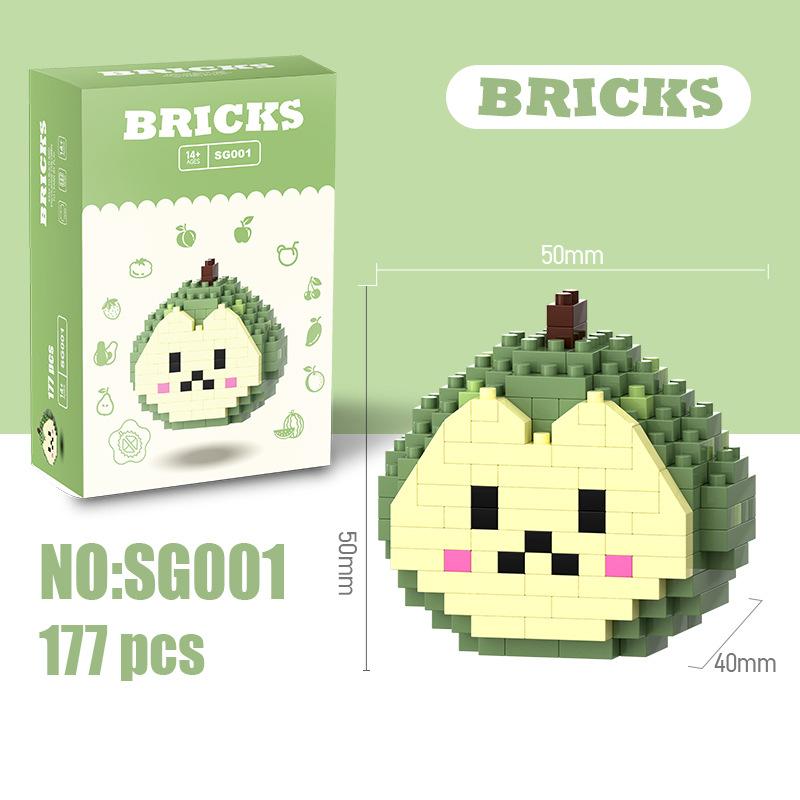 Small particle assembled building blocks educational toys fruit puzzle children boys and girls educational small ornaments gifts