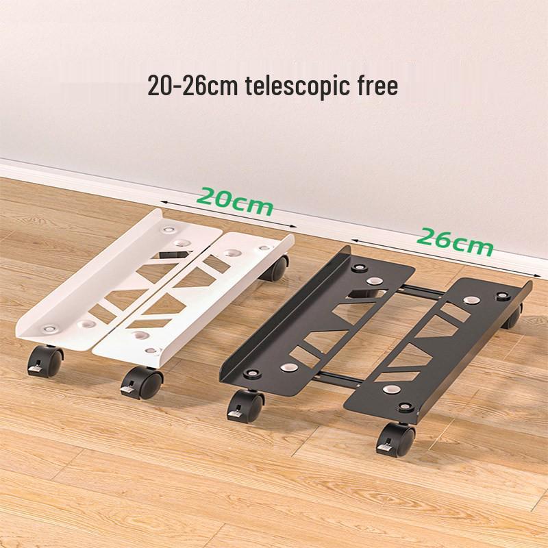 Steel Under-Desk Computer Case Rack with Casters: Movable Office Desk Storage Tray