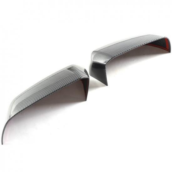 ABS Carbon Fiber Side Rear Exterior Door Mirror Cap Cover For Ford Ranger +