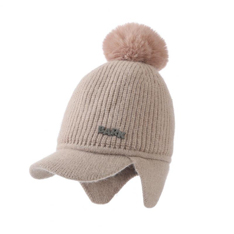 Fleece Warm Knitted Cap Ladies Ear Protector Wool Baseball Cap Fashion Cycling Plush Cap