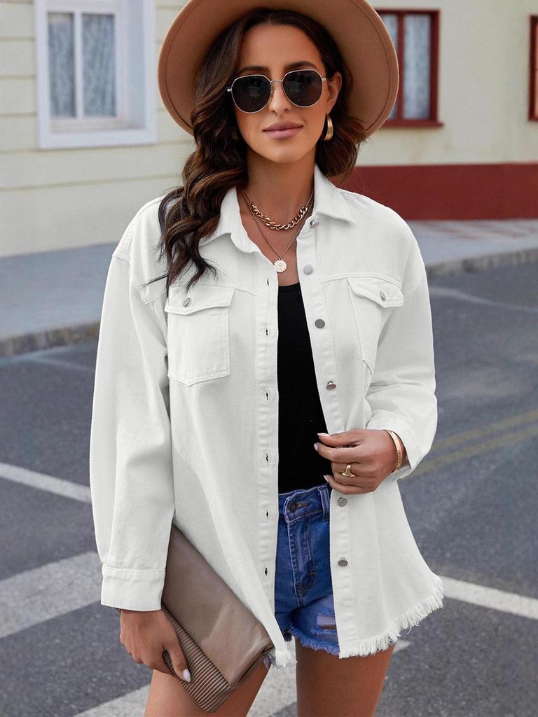 Women's Autumn/Winter Washed Denim Jacket - Loose Fit, Versatile, Single-Breasted, Long-Sleeved Top