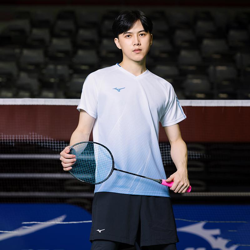 Mizuno T-Shirts Unisex V-Ausschnitt Dünn Gerader Schnitt C2CA53Z1