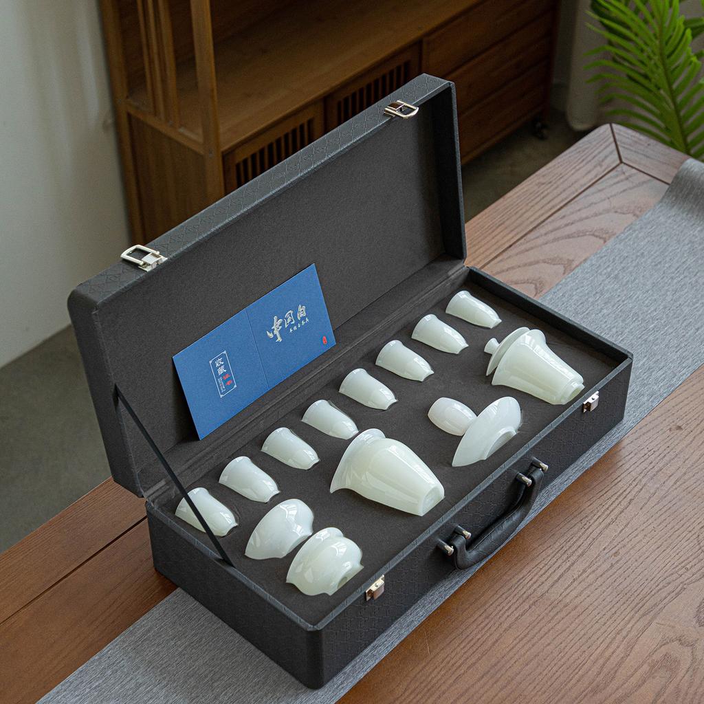 High-end Ice Seed Jade Porcelain Tea Set, High-end Gift Box, Gifts for Customers, Business Companies, Wine Stores, Gifts