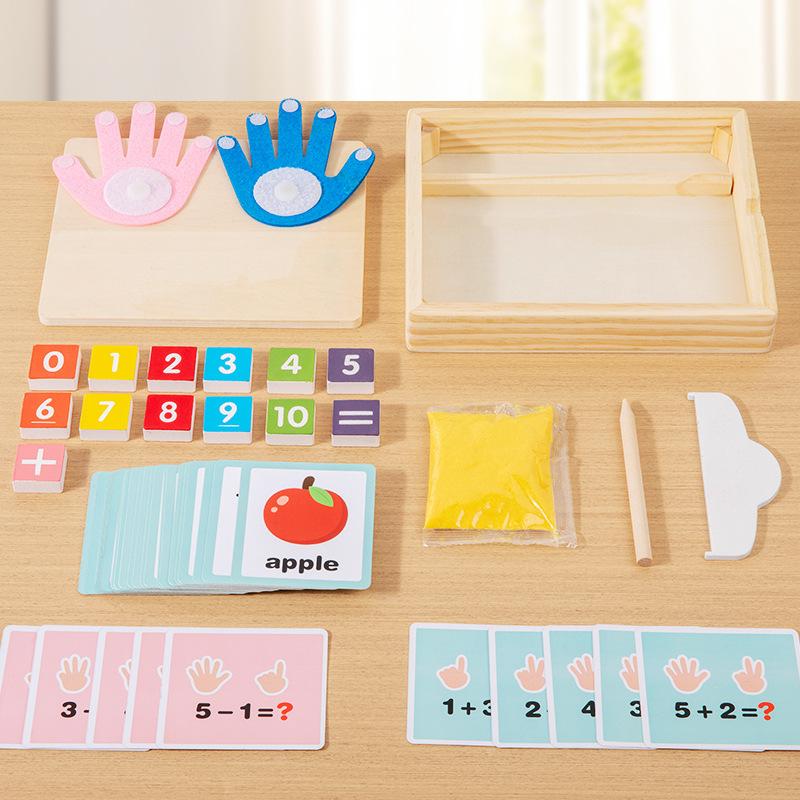 Kinder 2-in-1 Sandmalerei Fingerzählen Zahlenschreibung Wortmalbox Montessori Lehrmittel Frühe Lernspielzeuge