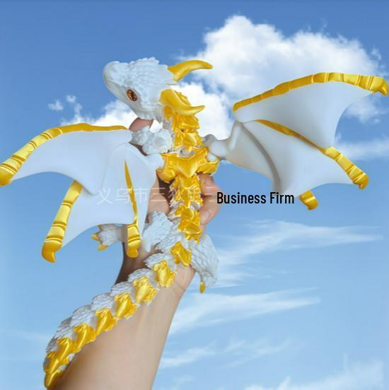 3D Printed Articulated Large Horned Flying Dragon Action Figure Ornament Toy Gift