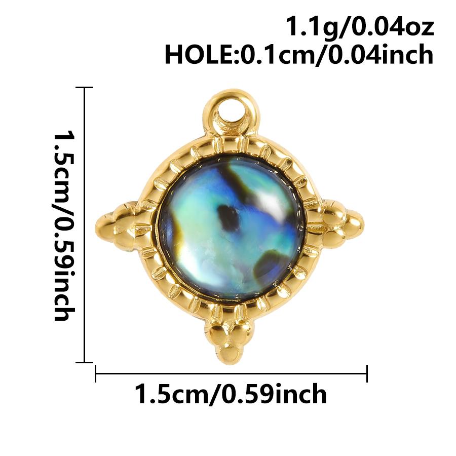 3pcs Geometric Charm Real Abalone Shell Stainless Steel Pendants For Jewelry Making Supplies Rectangle Round Pendant DIY Finding