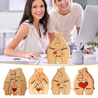 Holz Bär Familie Puzzle Tischplatte Bär Familie Ornament Umarmung Bär Familie Puzzle