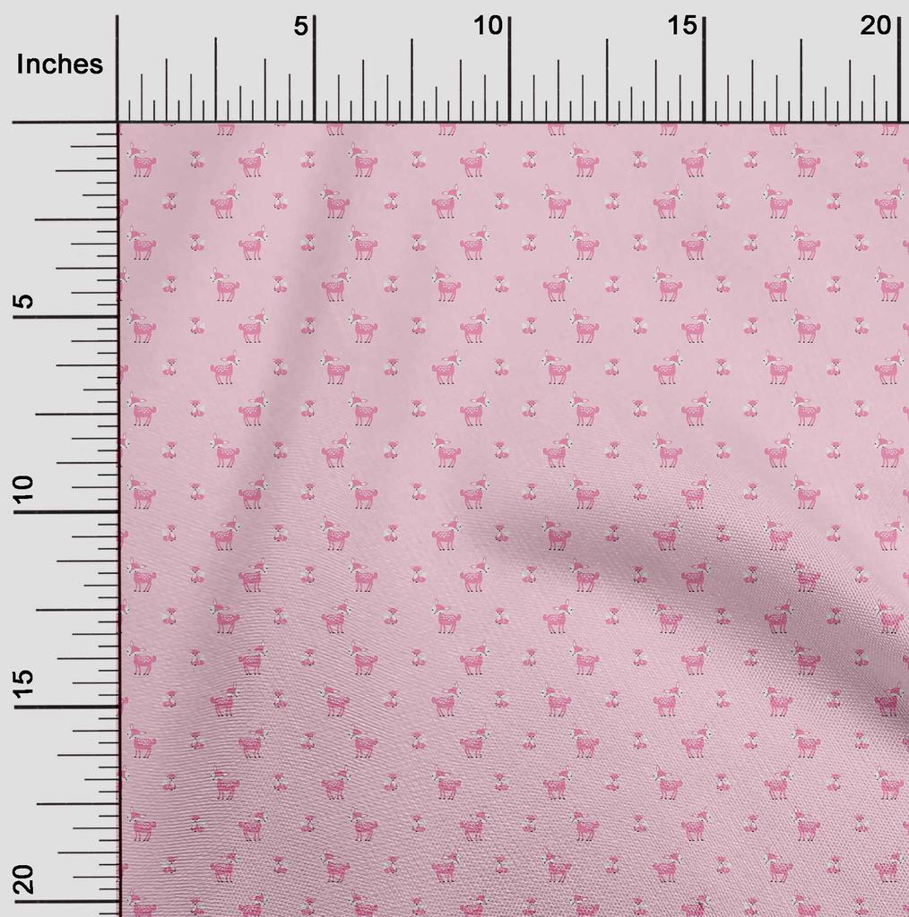 oneOone Cotton Cambric Light Pink Fabric Animal  Quilting Supplies Print Sewing Fabric By The Yard 42 Inch