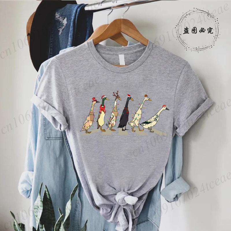 Fashion Funny Just A Goose Duck Xmas Print Tshirt Unisex Short Sleeve Tshirts Christmas Goose Unisex Summer Unisexs Clothing