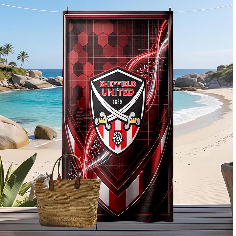 Asciugamano da Spiaggia con Stampa Calcio Sheffield United, Asciugamano Grande Morbido Asciugatura Rapida per Spiaggia Campeggio Nuoto