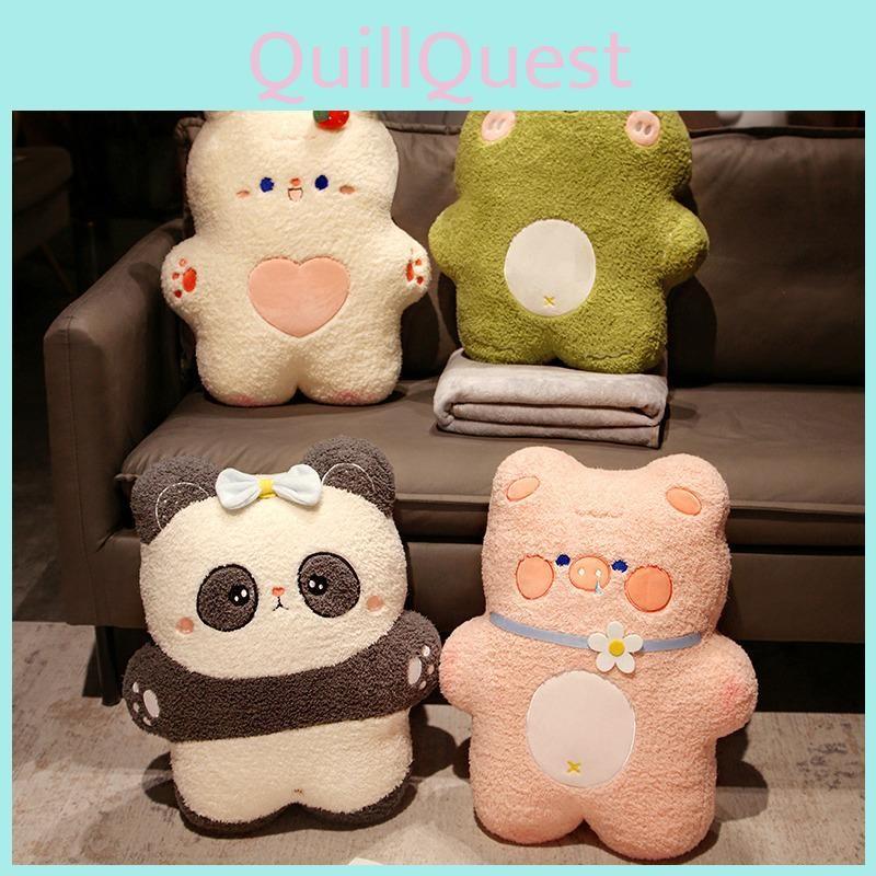 Panda Rabbit Cute Frog And Pig Plush Pillow And Blanket For Office Nap Time