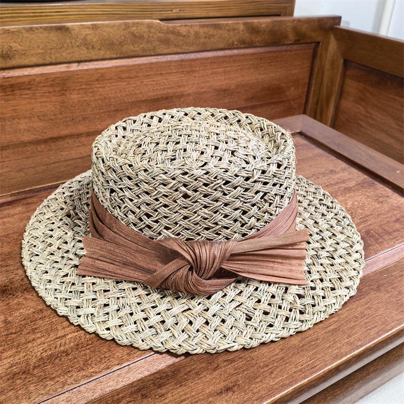 Straw Hat Women's French Vacation Salty Straw Woven Concave Top Top Hat Summer Sun Protection Visor Retro Versatile Casual Beach Hat