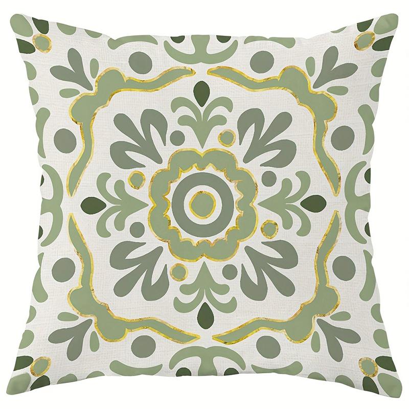 Green and White Spring Hibiscus Flower PillowcaseSuitable for Sofa Car Bedroom Decorative Cushion Cover Pillow Cover