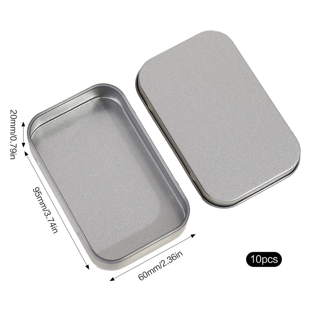 10PCS Metal Empty Hinged Tins Box Silvery Metal Hardware Iron Box with Lids for Keychains USB Flash Drive Small Items