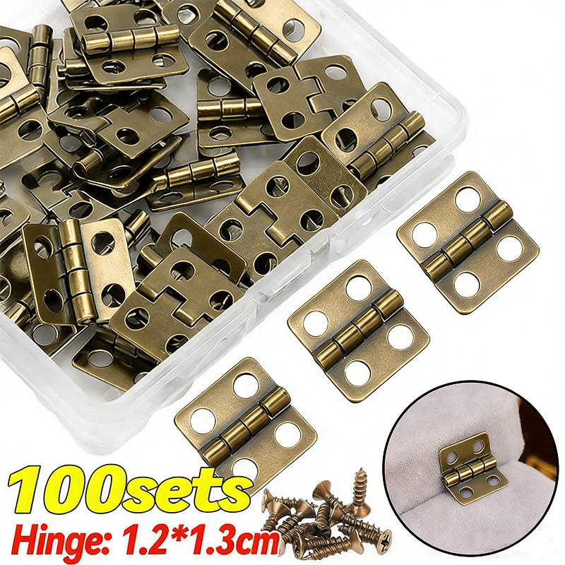 Mini Dollhouse Hinges 180 Degree Folding Hinge DIY Craft Wooden Jewelry Box Miniature Furniture Cabinet Closet Hinges with Screw