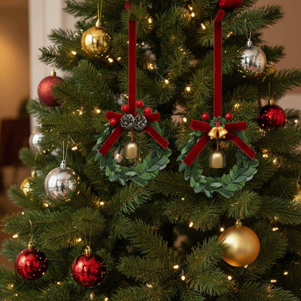 Iron Art Christmas Bell Pendant Simulation Pine Cone Christmas Tree Decorations Home Decoration