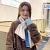 Korean Style Fashionable Casual Color-Blocked Thick Warm Long Scarf For Women