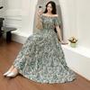 2024 Women's Beach Dress Short Sleeve Floral Dress Cotton Travel Vacation Bohemian Skirt Summer Halter