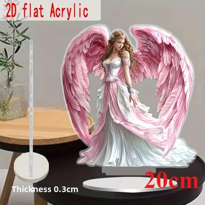 Angel Wing Patron Saint, 2D Flat, Acrylic, Tabletop Decoration, Ornaments, Suitable for Office, Living Room, Party, Christmas, Halloween