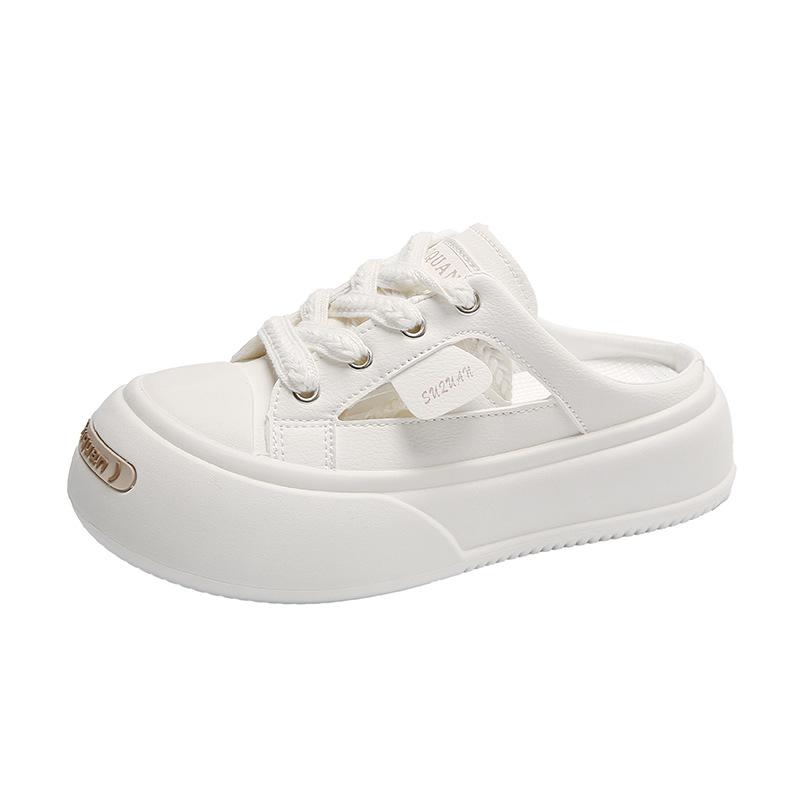 Thick-soled Bag Head and Half Slippers for Women's Summer Wear New Spring Canvas Shoes One-pedal Lazy Shoes