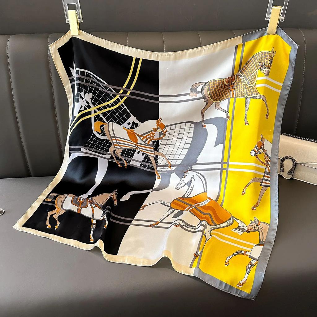 New Fashion Luxury Silk Scarf Bandana Women Hair Bands Square Scarves Neck Tie Bag Scarfs Satin Lady Wrap Headband