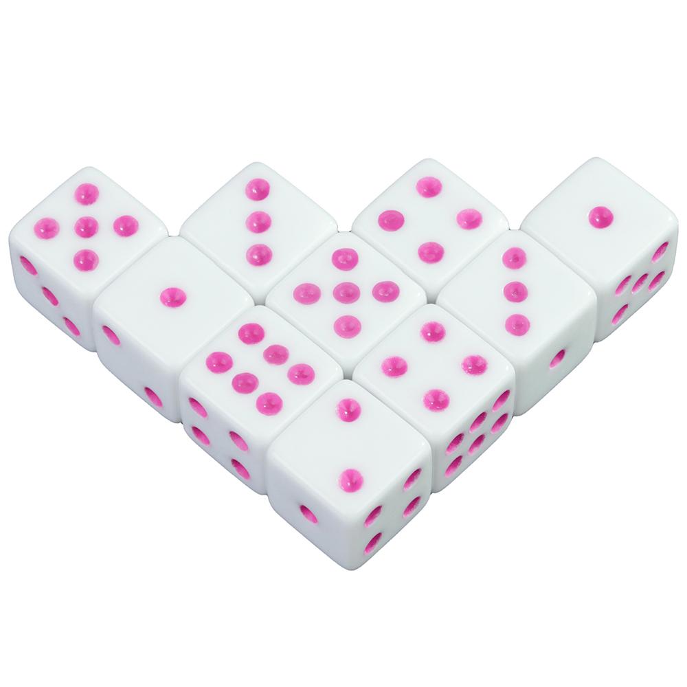 10pcs Acrylic Dice 16mm White Square Corner Dice for Board Games, Casino Games & Tabletop RPG or Teaching Math