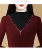 2024 Winter Korean Style Slim Fit Color Block Thick Double-Sided Cashmere Turtleneck Base Layer