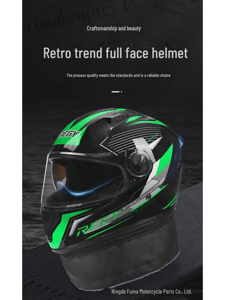 Electric Motorcycle Helmet with Dual Visors for All Seasons - Men's and Women's Winter Warm Full Helmet