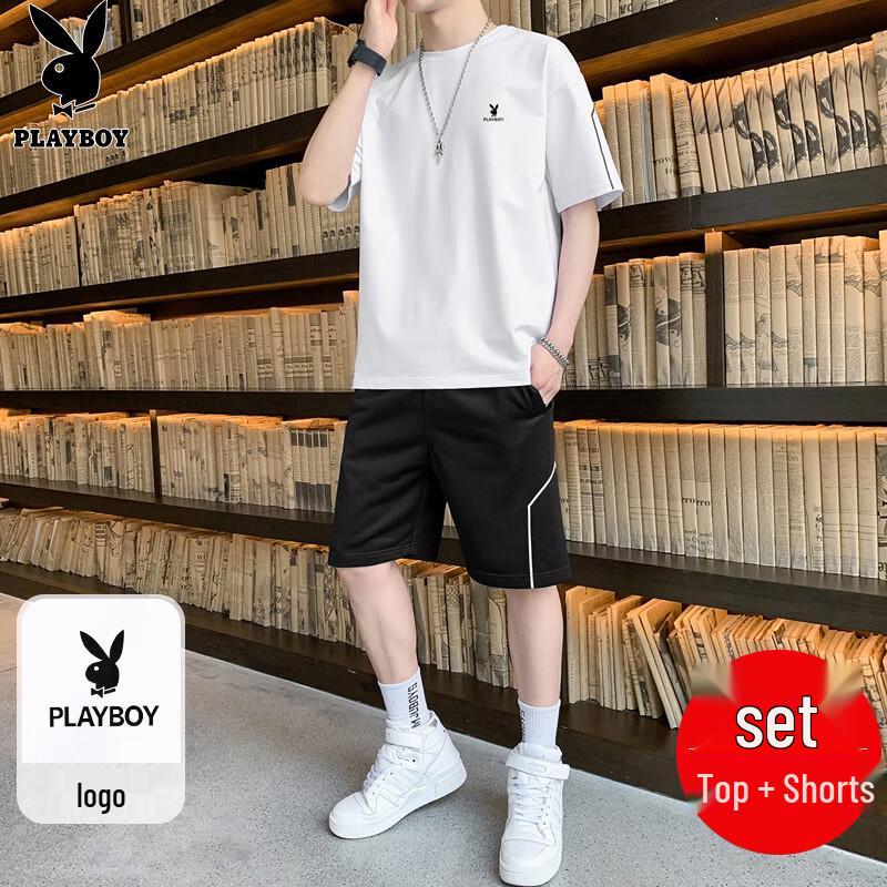 PLAYBOY Men s Loose Fit Printed Short Sleeve T-Shirt & Shorts Set 2XL