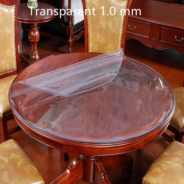 Round Tablecloth Transparent Soft PVC Waterproof Oilprpoof Living Room Dining Tables Kitchen Desk Protector Home Decor 1.0mm