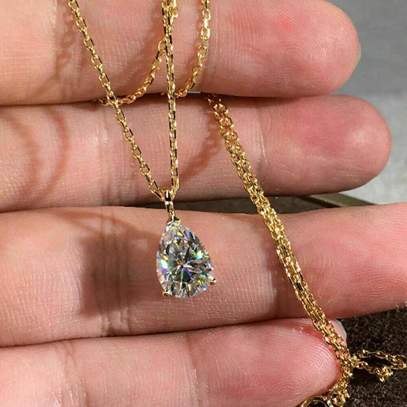 CAOSHI Minimalism Water Drop Shape Pendant Necklace for Women Elegant Gold Color Accessories for Engagement Ceremony Party Hot
