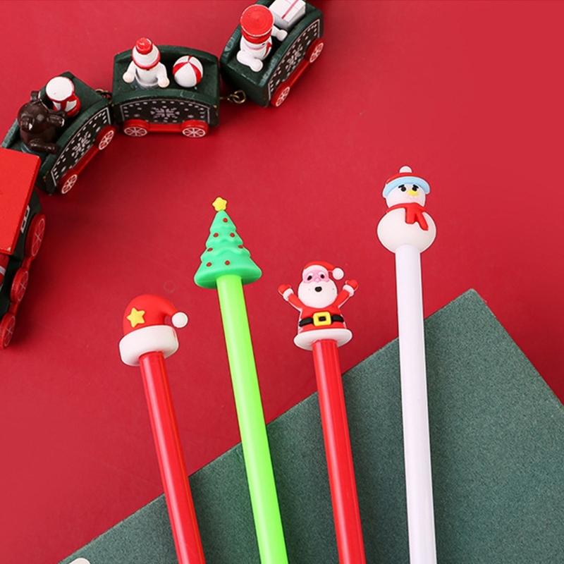 4Pcs Christmas Cartoon Gel Pen Funny Writing Pen Office Supplies for Student Game Reward Christmas Party Supplies
