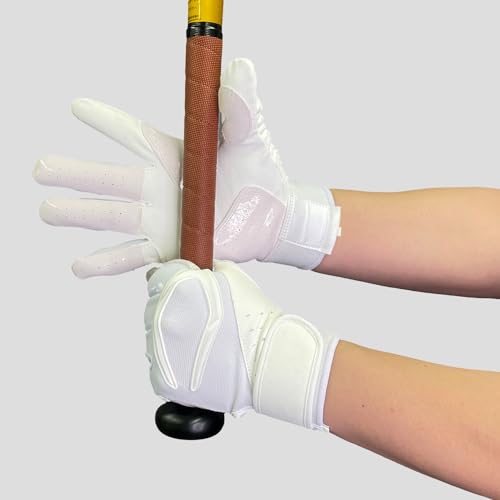 CUTTERS Batting Gloves B444S Power Control 4.0 Solid, Two-Handed, Baseball/Softball, XL, White
