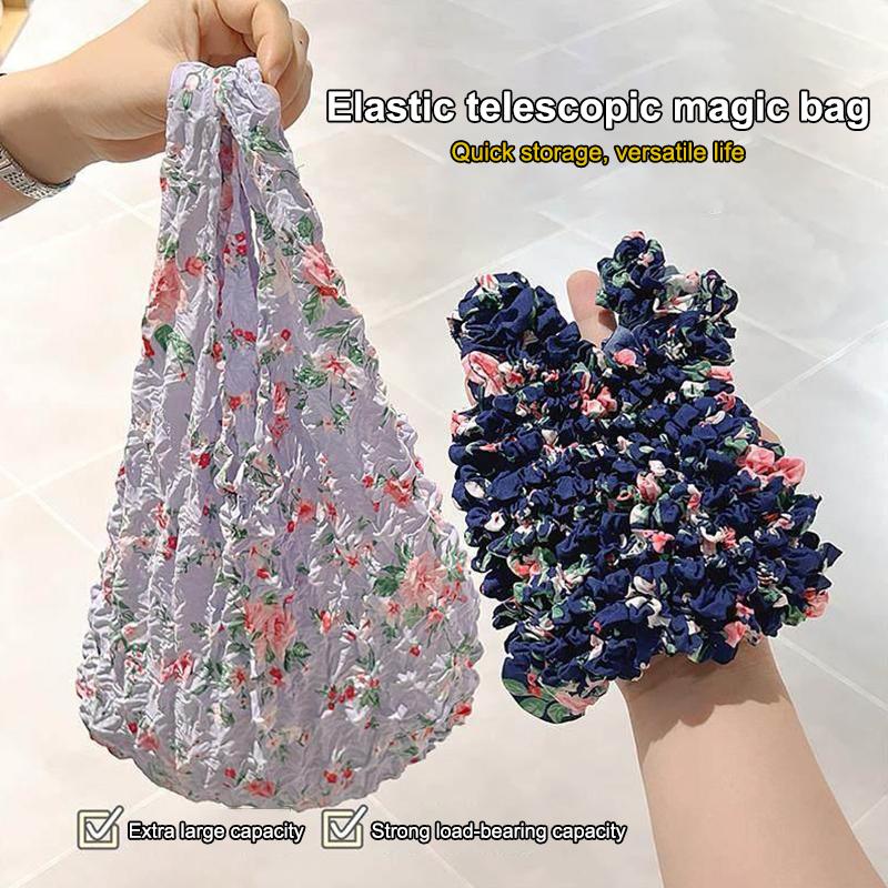 Flower Expansion Fold Pleated Flexible Stretch Mini Shopping Bag Large Capacity Bubble Elastic Portable Handbag Storage Bag