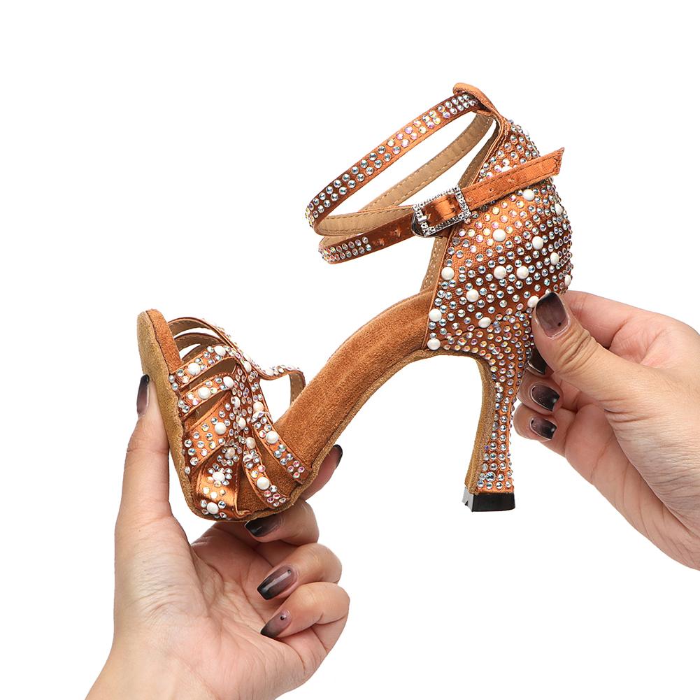 Vysoké podpatky Sexy boty na latinskoamerické tance Perlové Diamantové Plesové Svatba Protiskluzové Taneční Podpatky 9CM Vysoké