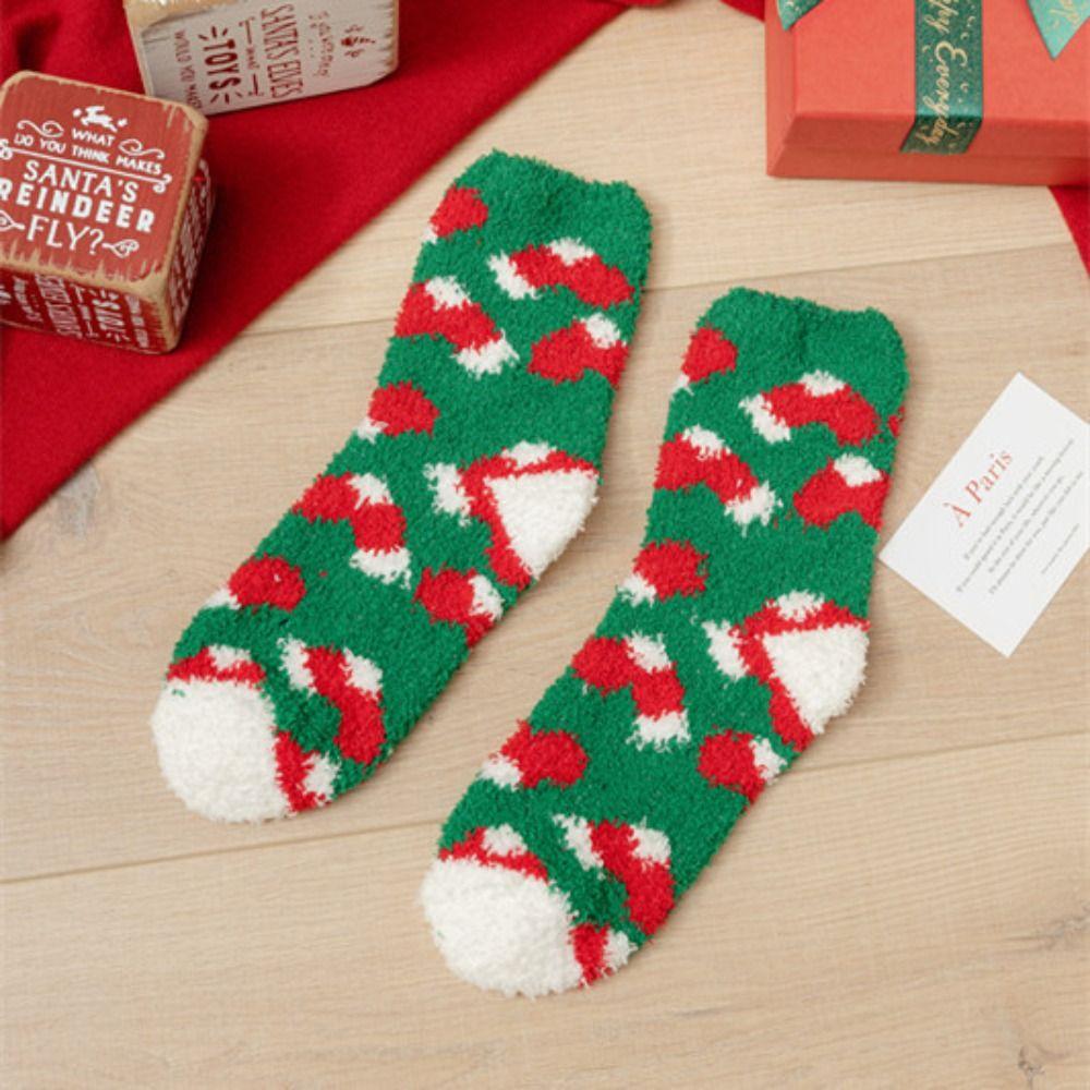 Warm Christmas Velvet Socks Winter Carpet Socks Xmas Gifts Fluffy Floor Socks  Women