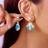 Cute Enamel Metal Shell Starfish Drop Earrings for Women Asymmetrical Imitation Pearl Conch Shell Earrings Girls Daily Jewelry