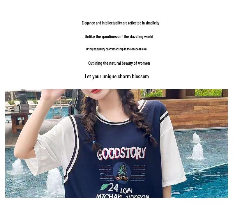 2025 Women's Conservative Three-Piece Slimming Plus-Size Swimwear Set