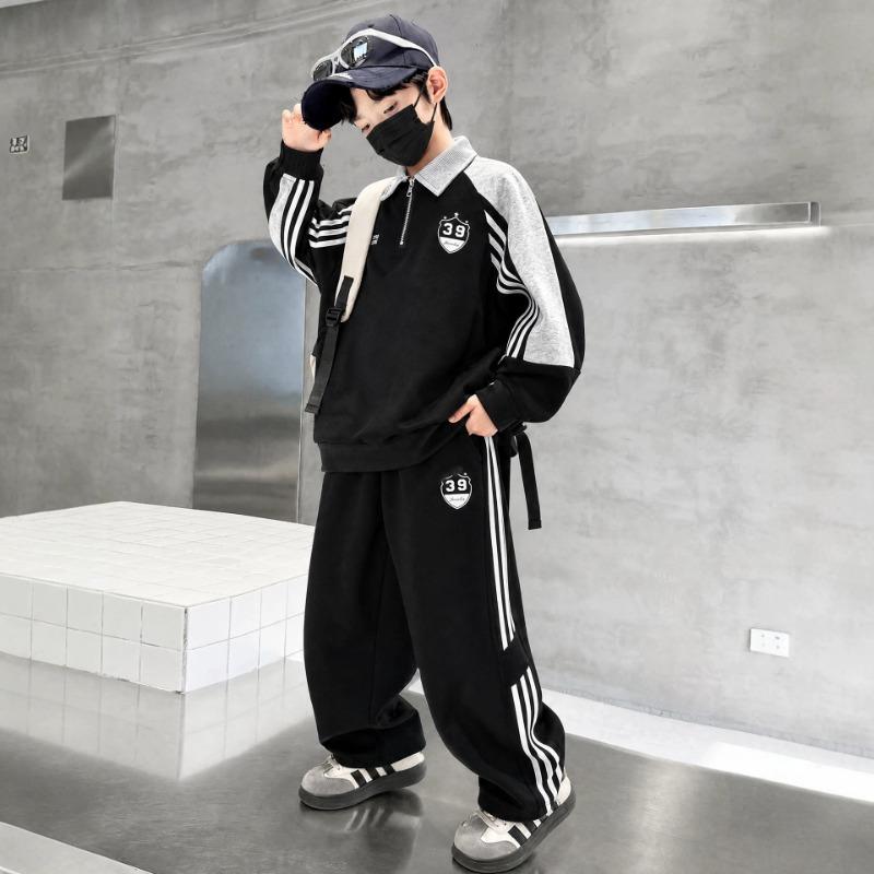 Boys Casual College Style Two Piece Sweatshirt Set