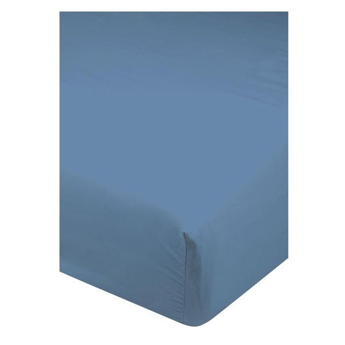 Drap housse - EDEN - 140 x 200 cm - Bleu - Polyester - Uni