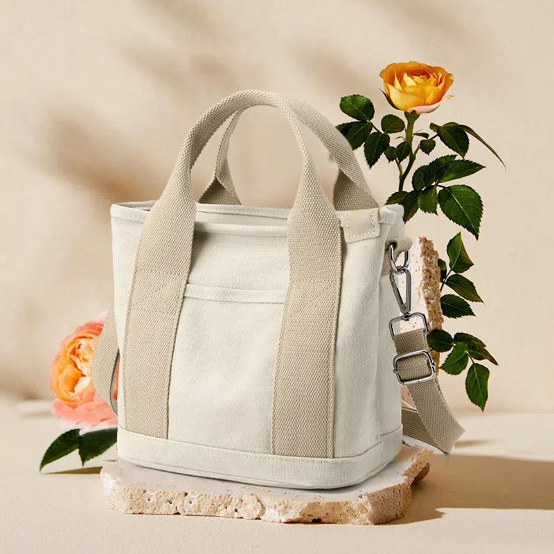 Women Small Bag With Fashion Lady Single Shoulder Portable Thickened Ladies Canvas Mobile Phone Bucket Tote Storage Bags