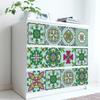 10 st Grön Blommor Prydnad Hård Keramik Väggdekal Kök Hem Renovering Väggdekaler Glänsande Yta PVC-plattor Konst väggmålning
