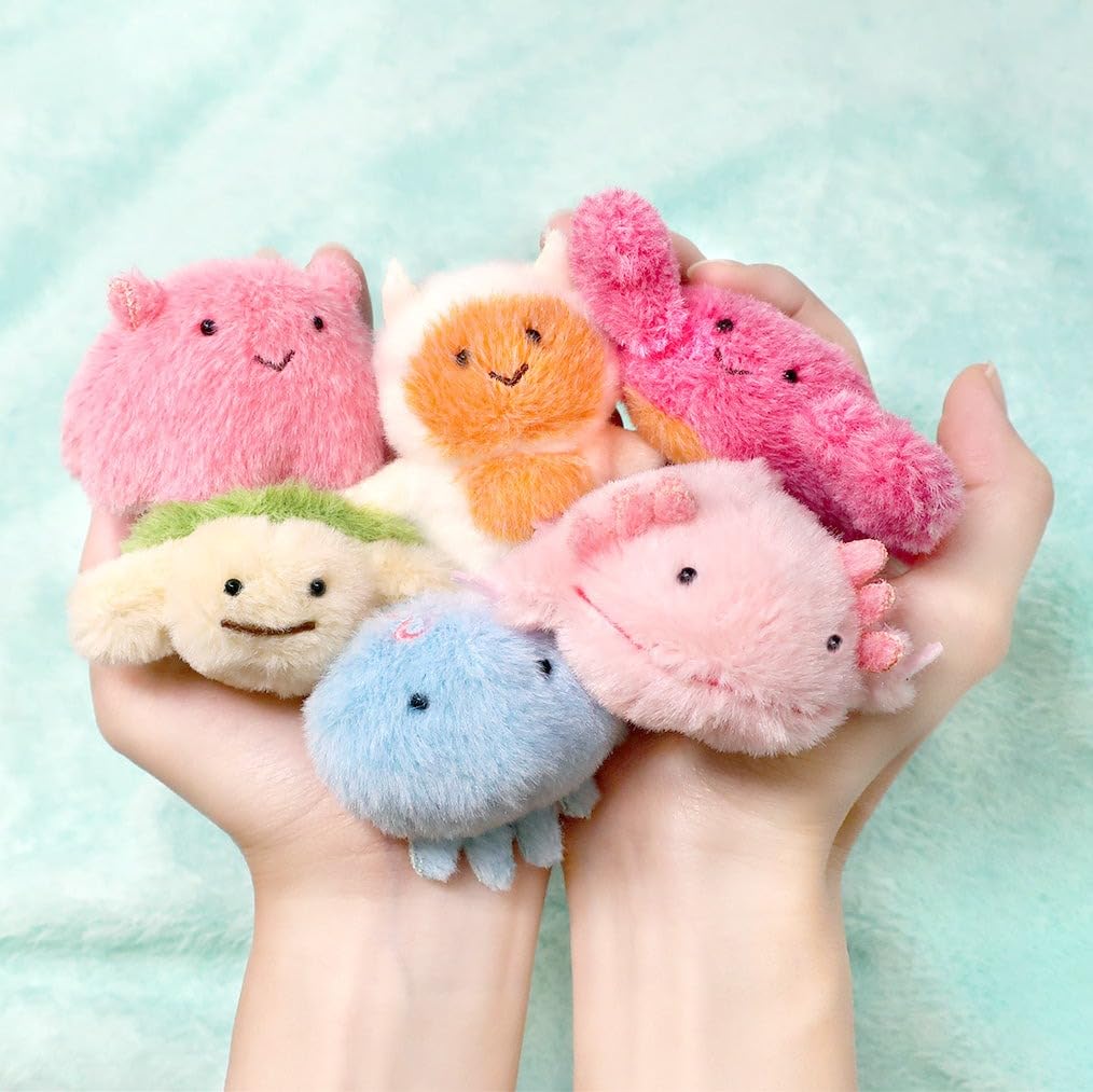 Naito Design Laboratory Underwater Walk Pochamaru Plush Toy Magnet Set of 6 Sea Creatures 3, (Crab, Jellyfish, Axolotl)